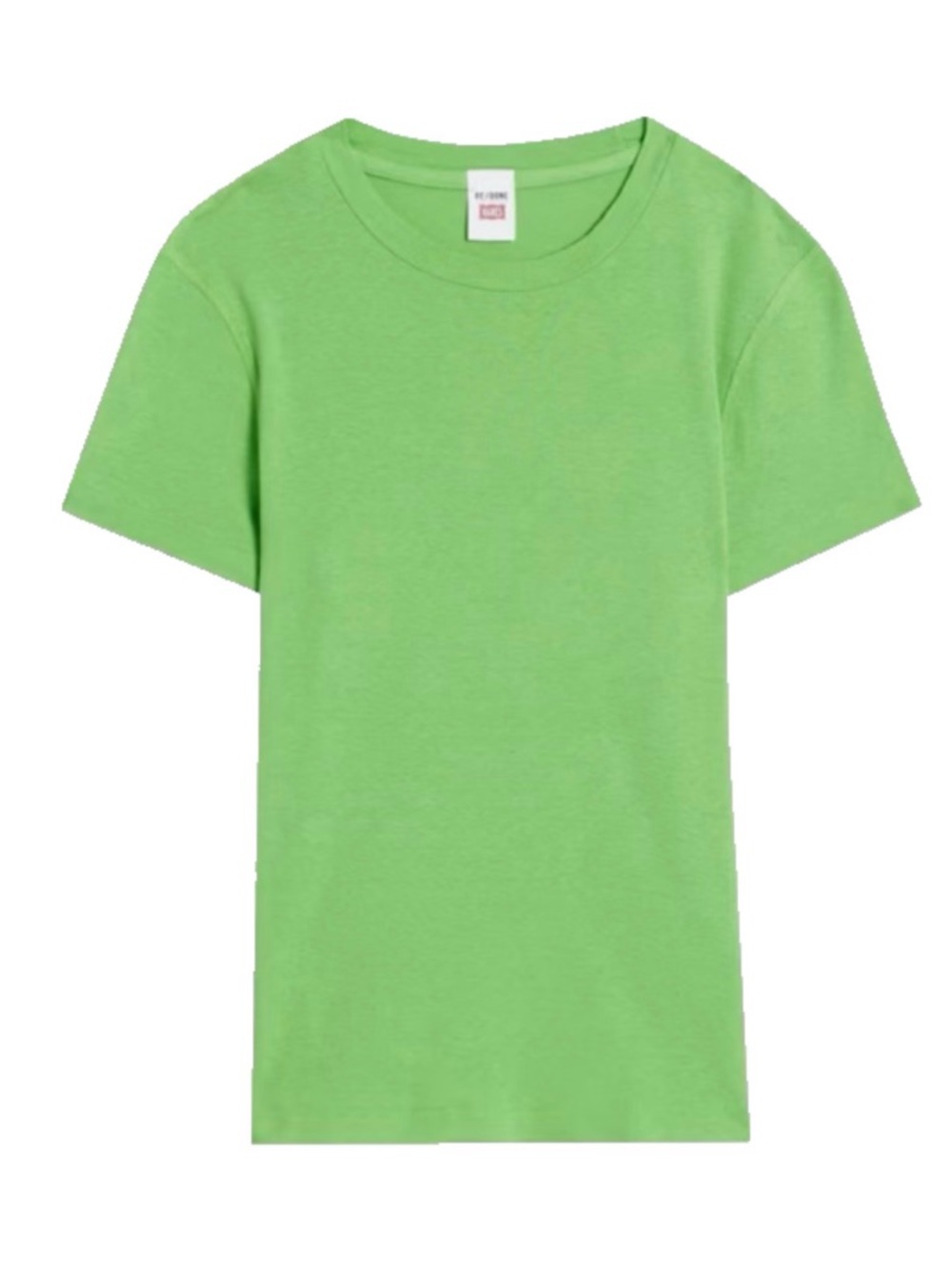Re/Done Hanes Green Crop Crewneck Tee Large
